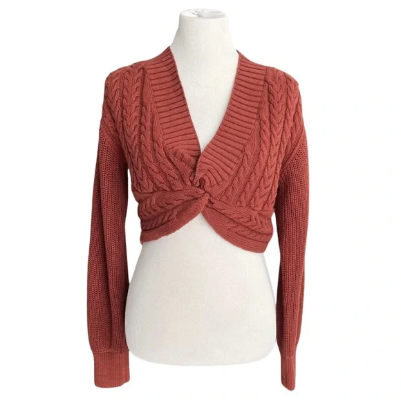 Free People Emilie Knit Two Piece Sweater Set Top Pants Cherry Cola Women’s M - Picture 5 of 16